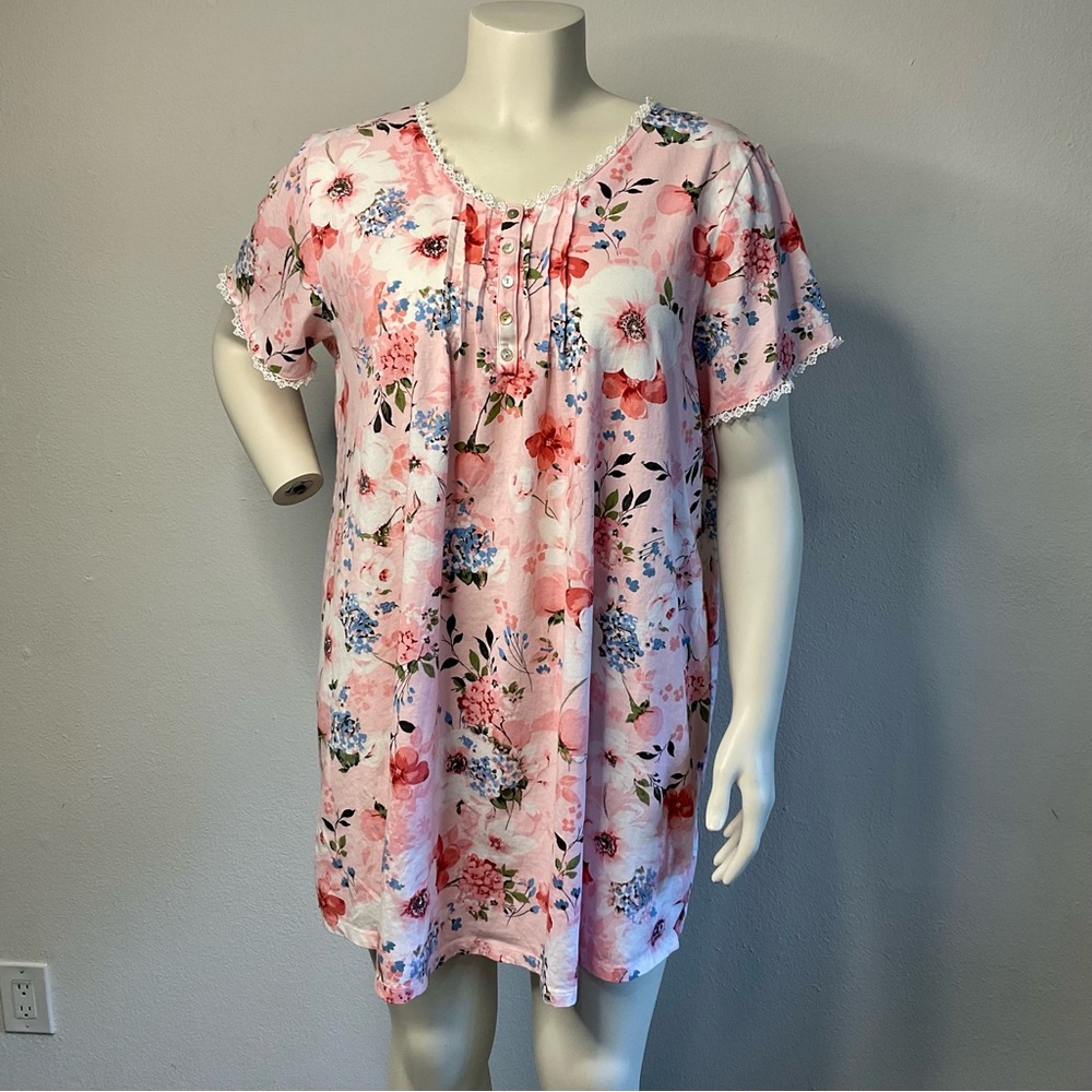 Carol Hochman Floral Print Short Sleeve Nightie sz 2X
